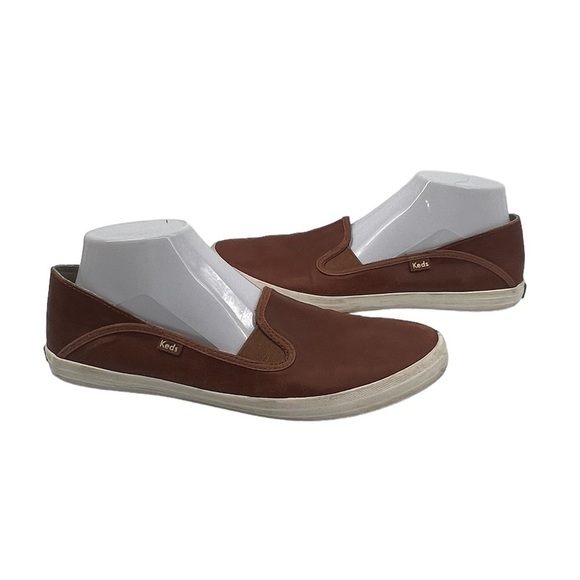 Keds Brown Double Decker Leather Slip On Flat Shoes Size 10 Women's - Picture 1 of 9